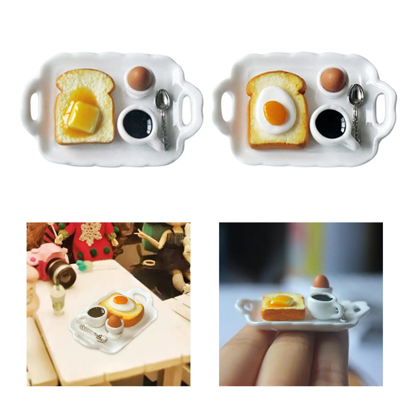 1/12 Scale Doll House Breakfast Plate Doll House Decration Pretend Play Toy for Kids