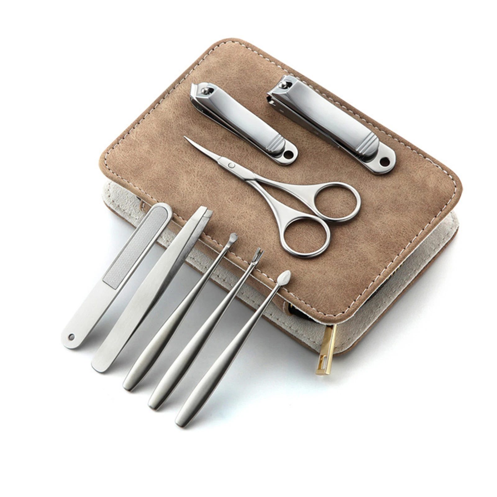 8 in 1 Manicure Set Nail Cutter Tools with Travel PU Case Nail Clipper Nail Scissors Grooming Set for Nail Care Stainless Steel
