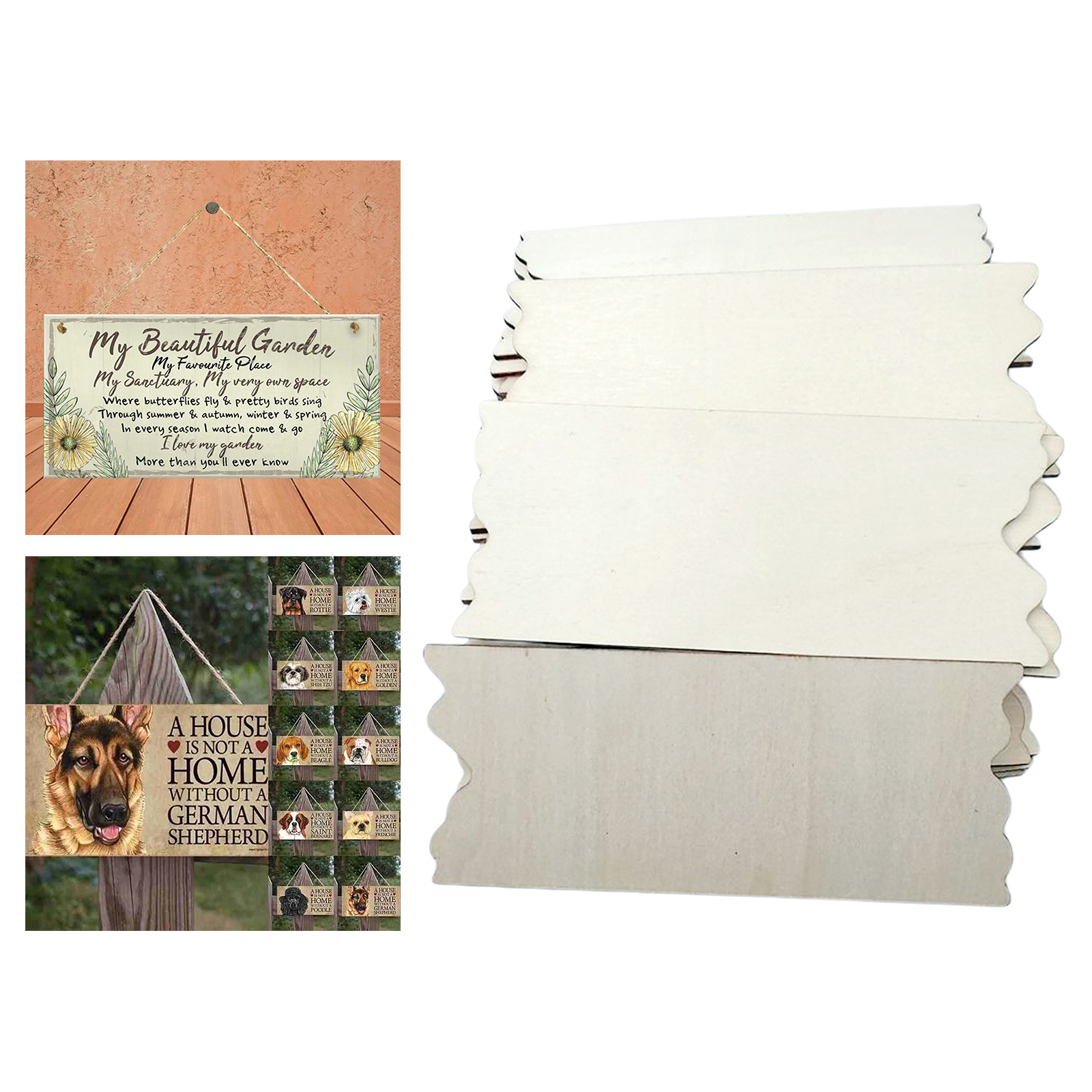 24Pack Unfinished Wood Plaques Cutout Wooden Sign Board DIY Crafts Ornament