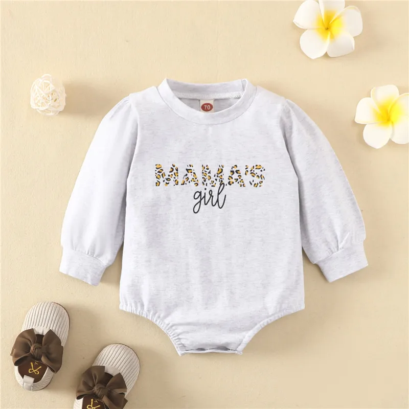 baby clothes cheap 2 Colors Autumn Baby Boys Girls Casual Rompers Leopard Letter Print Puff Long Sleeve Sweatshirts Rompers Jumpsuits Clothes cool baby bodysuits	