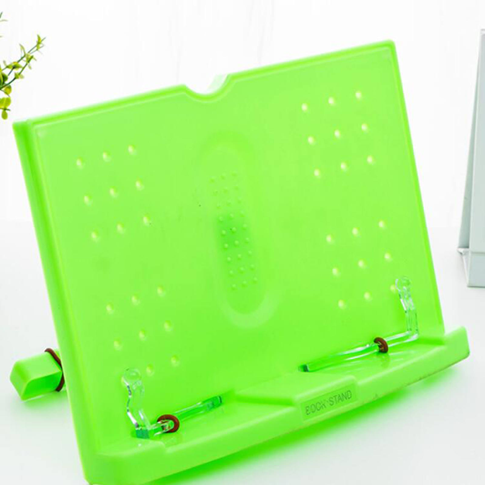Plastic Book Stand Cookbook Holder with Page Clips Bookshelves Magazine Holder for Textbook Document Recipe Music Book