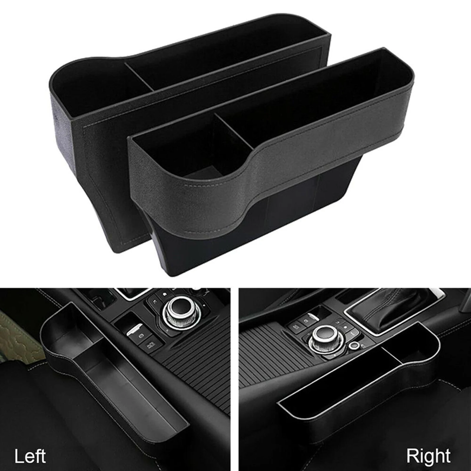 Car Side Front Seat Organizer, Mobile Phone Holder Storage, Console Gap Filler Pockets Catcher for Cellphone Wallet Coin Key