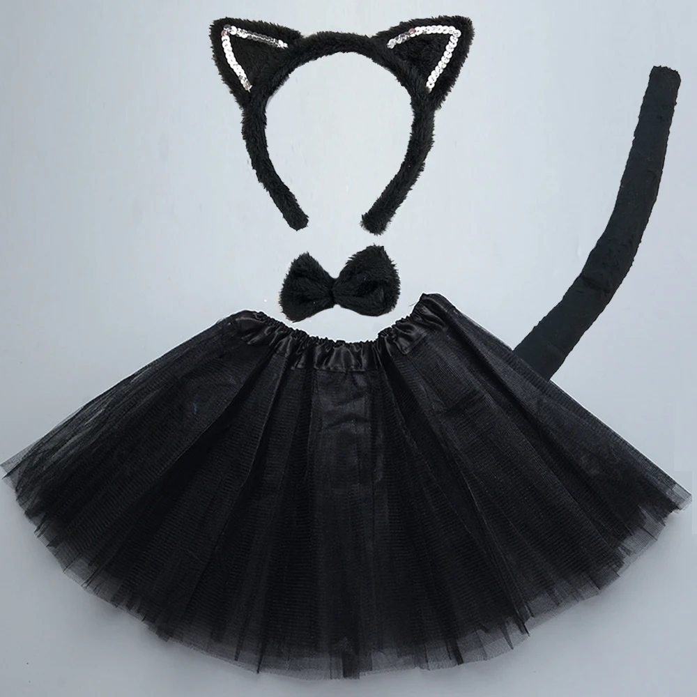 Costume Ears Headband Cosplay Unisex Tail Bow Tie Set Outfit Fancy Dress 