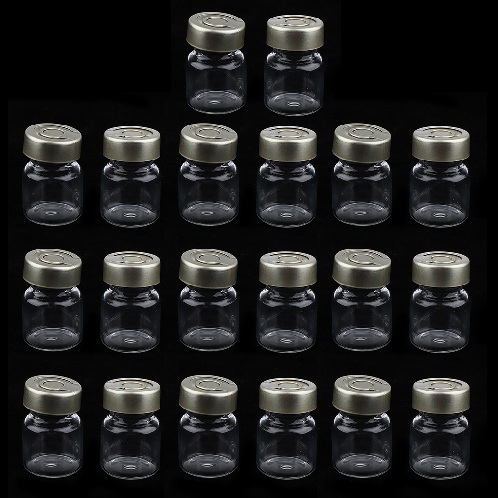 20Pcs Empty Sealed Sterile Serum Clear Glass Vials with Aluminum Septa Seal