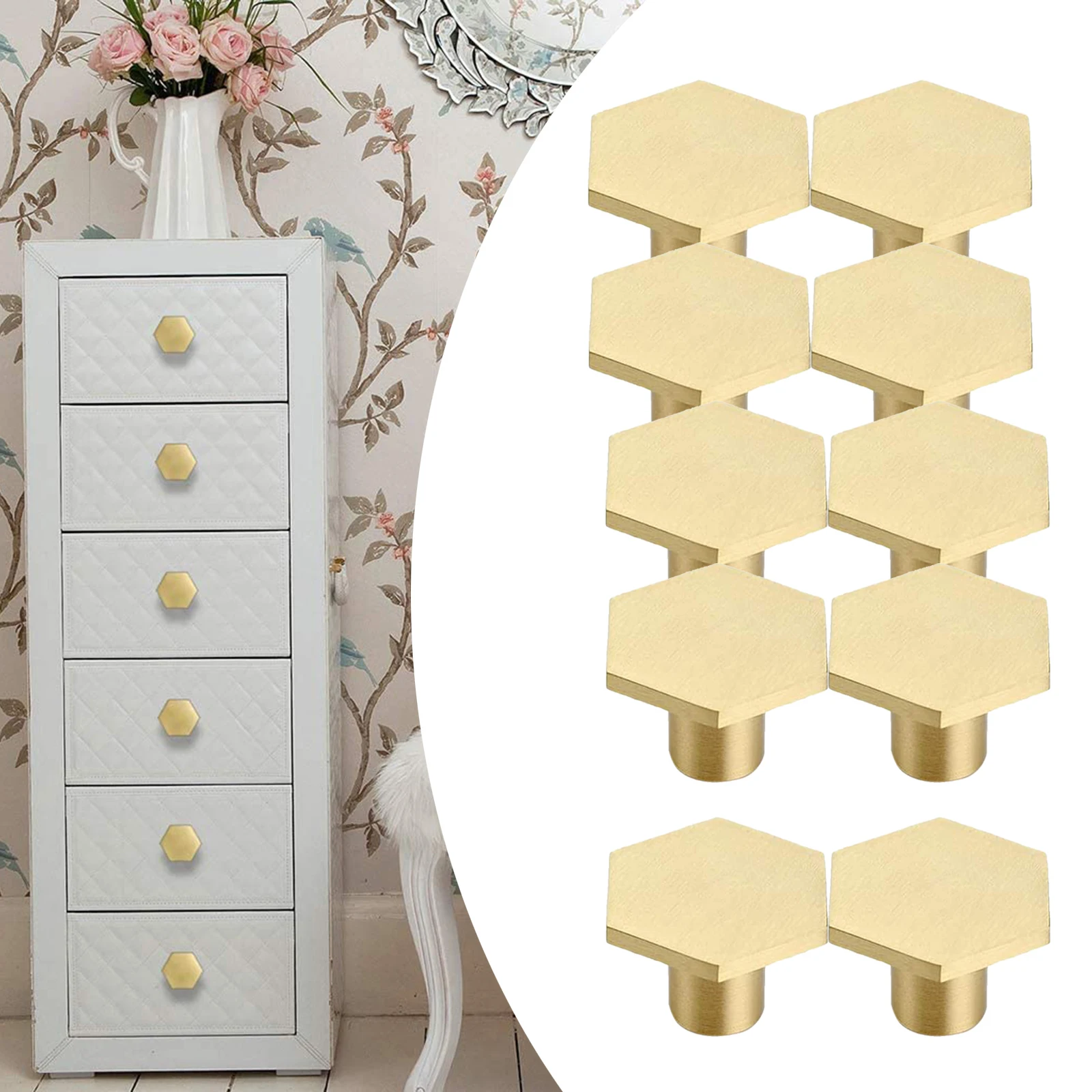 Brass Furniture Round Handle Of Drawer Wardrobe Door Knob Handles Dresser Brass Pulls Cabinet Handles Set of 10pcs