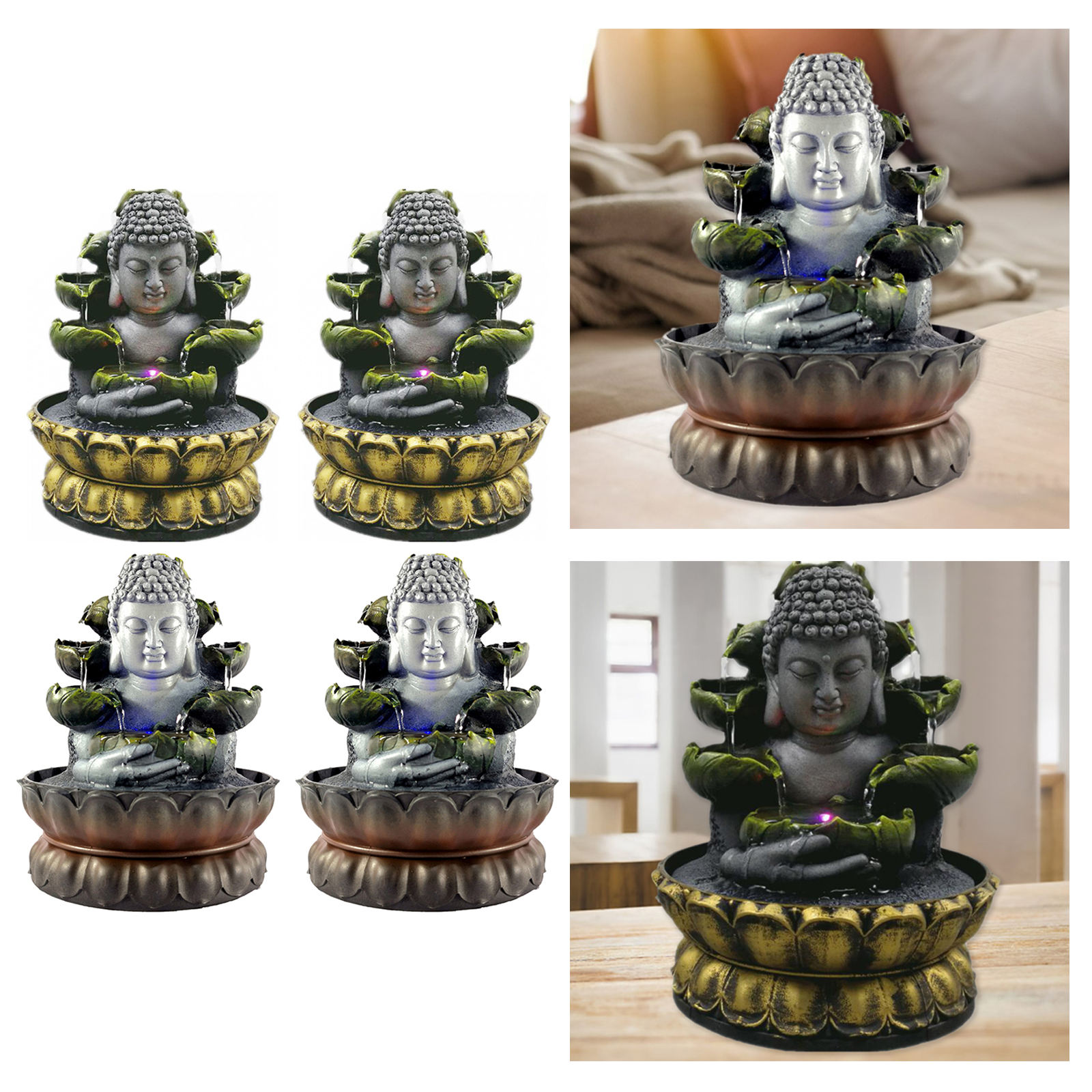 Sitting Buddha Tabletop Fountain Fengshui Water Waterfall Landscape Indoor Home Office Porch Decor