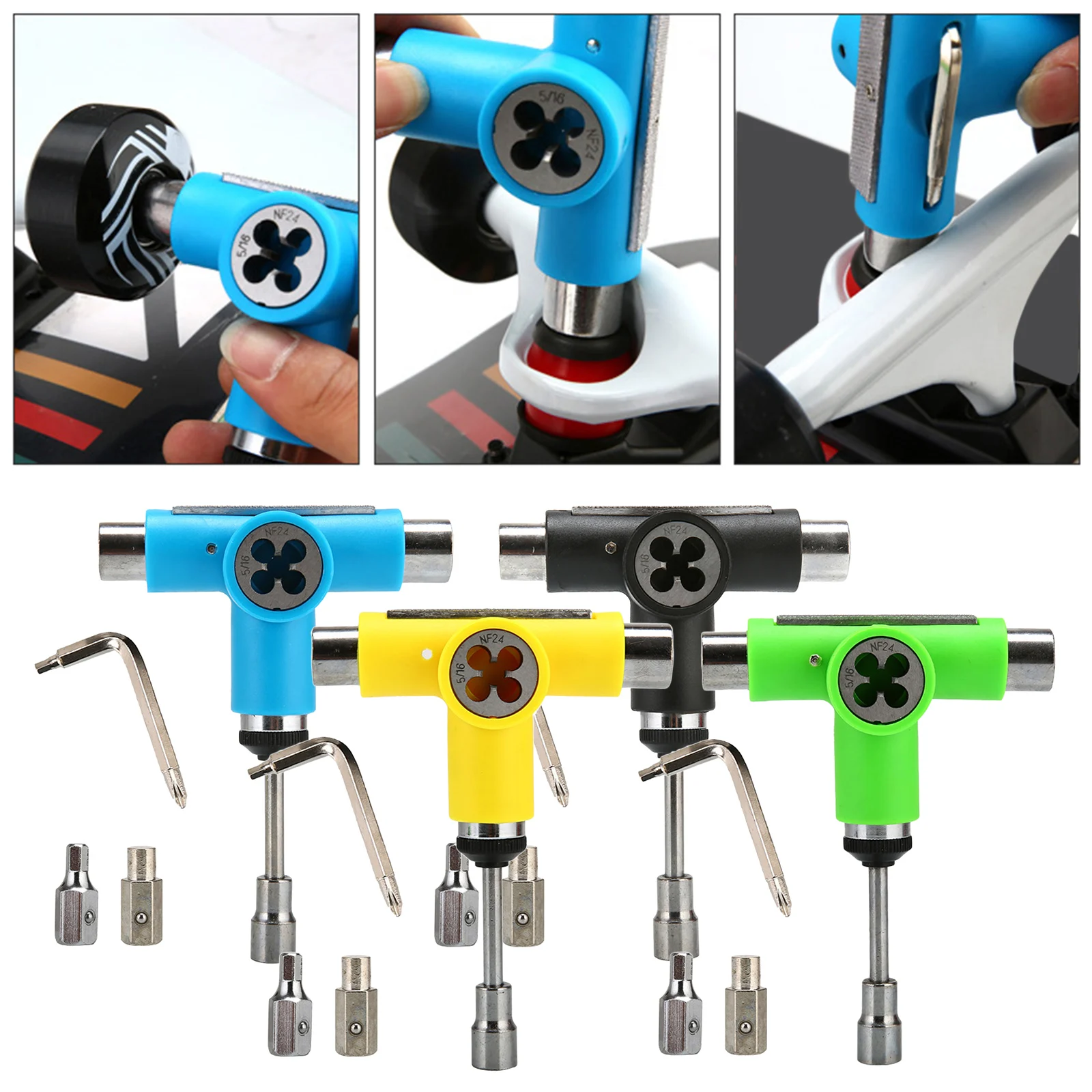 Multi Skateboard Scooter Roller Skate Longboard T Shape Tool Wrench