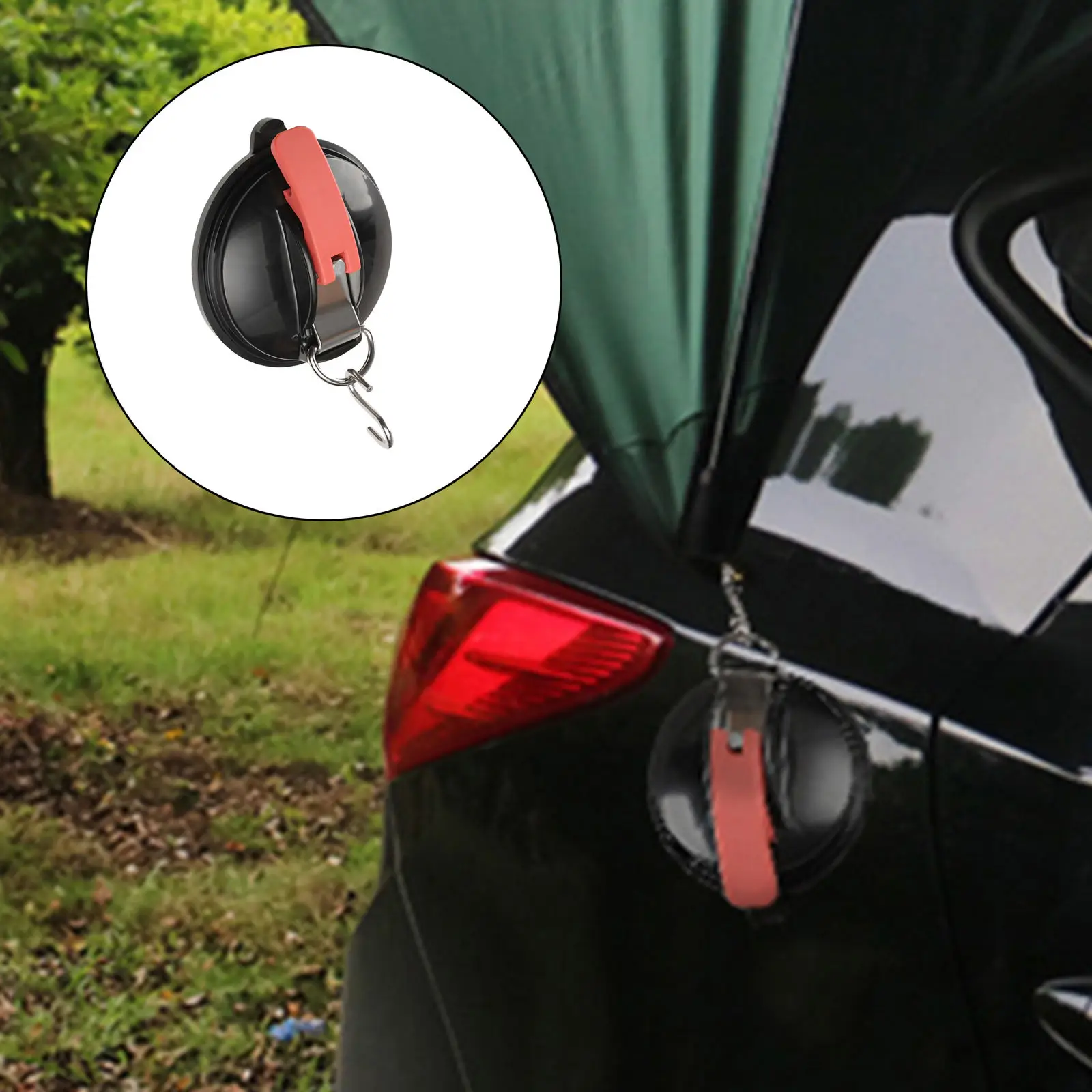 Suction Cup Anchor Securing W/Hook Tie Down for Camping Tarp Car Side Awning
