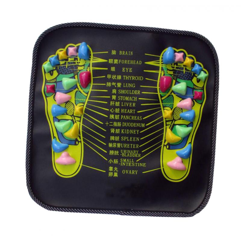 Reflexology Stone Foot Massager Mat Acupuncture Foot Leg Spa Cushion Massaging Carpet, Pain Relief - 34x34cm