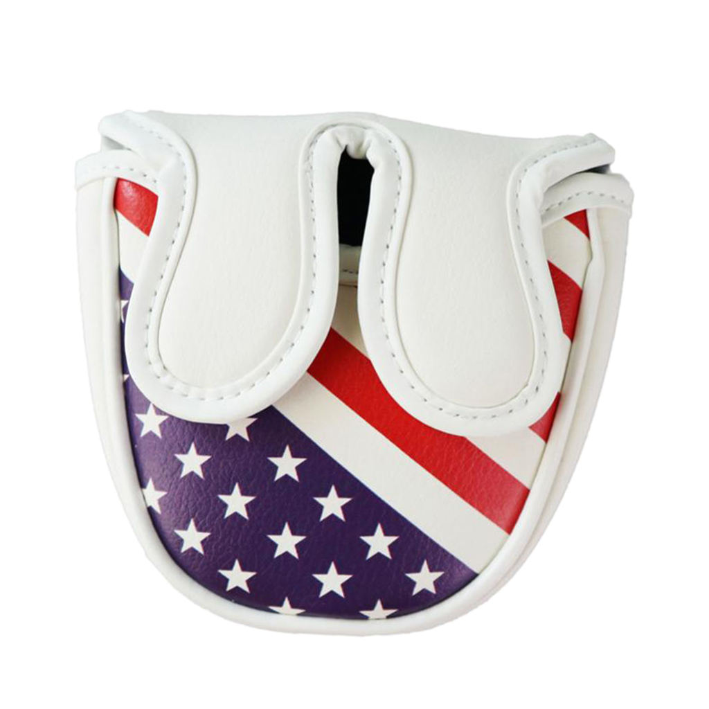 Golf Putter Head Cover Magnetic Mallet Blade Headcover USA Star Stripes Eagle Flag Design, Magnet Closure Fit All Golf Brands