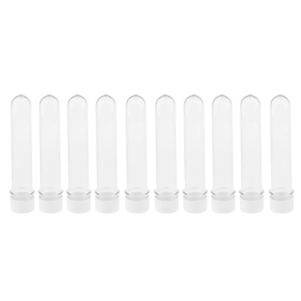 10pcs 40ml Clear PET Plastic Test Tubes With Screw Caps Bead Containers - 25x140mm