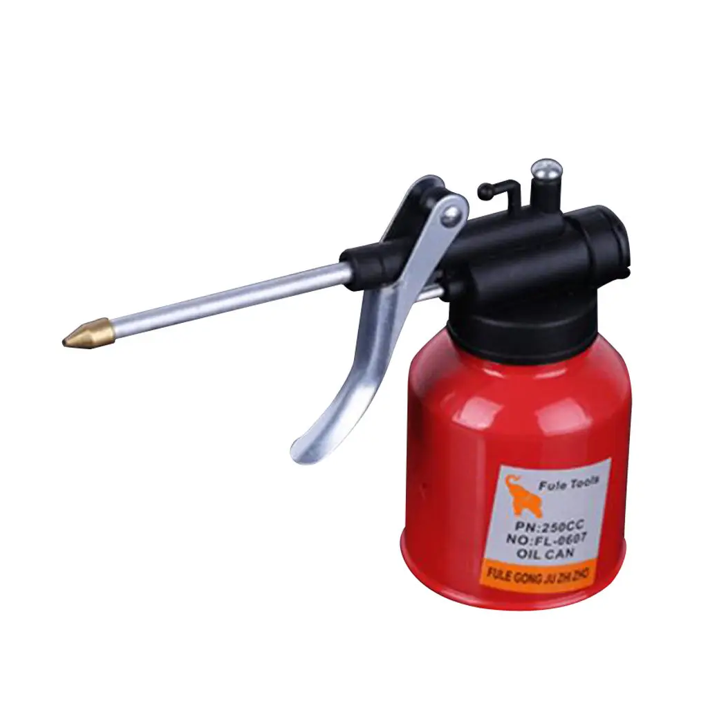 250ml Steel High Pressure Hand Pump Oiler Oil Pot Lubricant Soap Spray Can Oil Can Oil Pump with Spray Spout