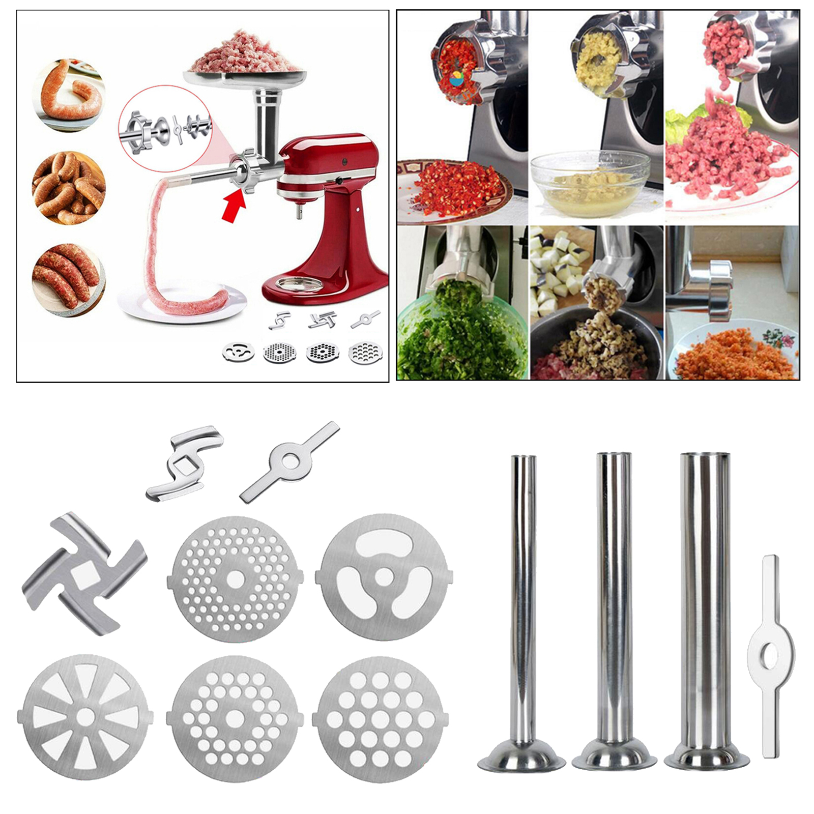 8pcs/3pcs Grinder Blade Sausage Stuffer Tubes Replacement Machinery Parts