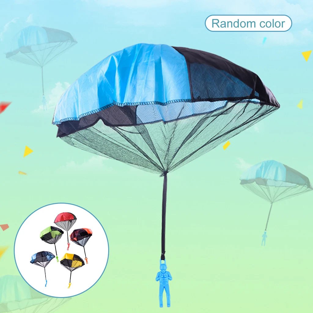 5x Children Hand Throwing Play Parachute Mini Soldier Toys Kite Outdoor Fun