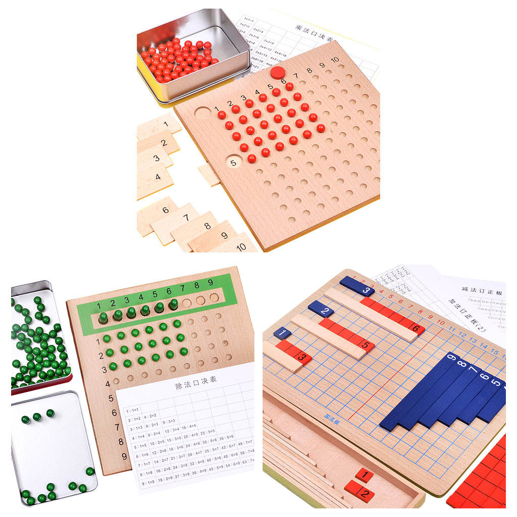 Montessori Math Teaching Aids Multiplication Division Toys Board Early Development Practice