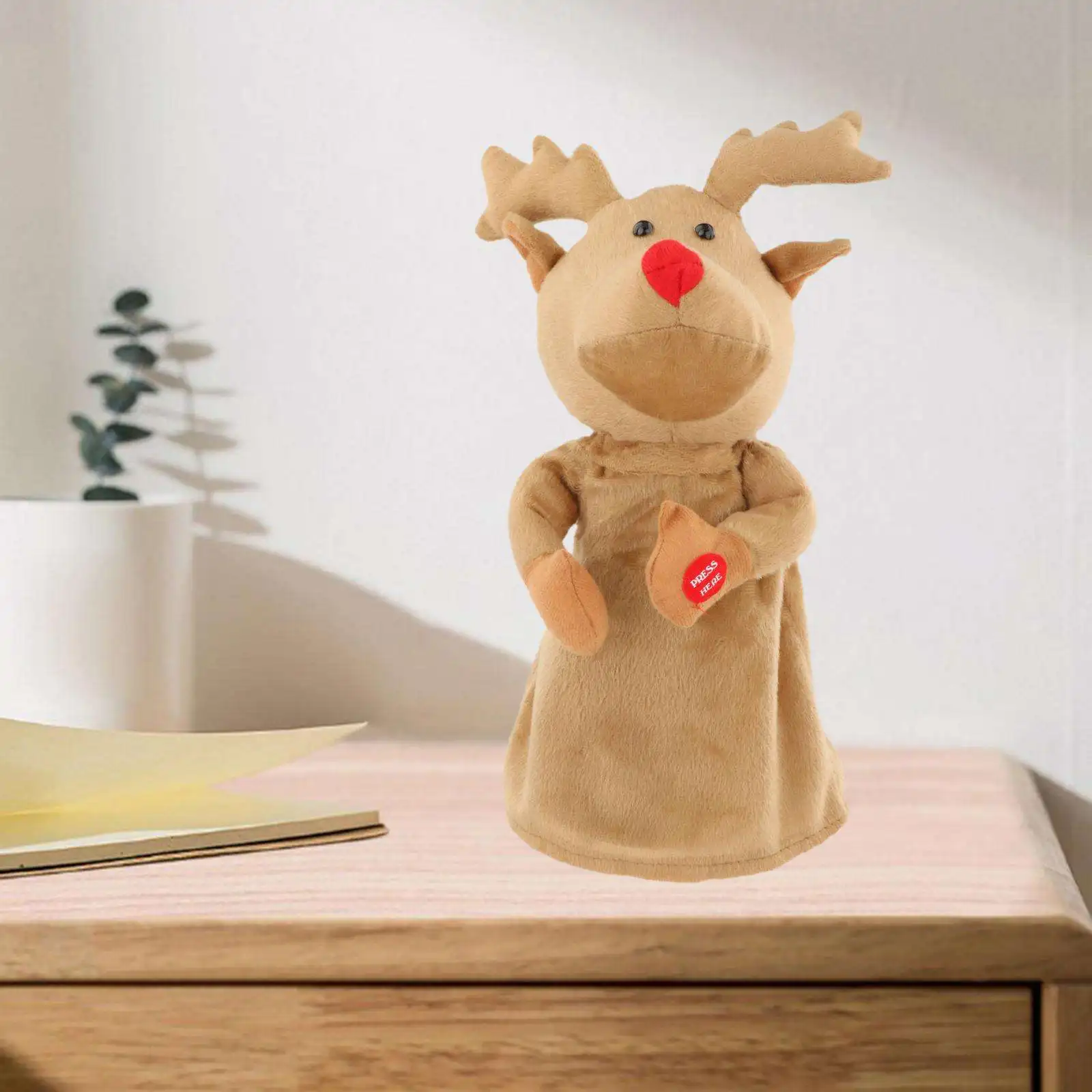 Rotating Deer Electric Reindeer Doll Toy Ornament Dancing Elk with Music Pendant Christmas for Home Decor Office Xmas Party Kids