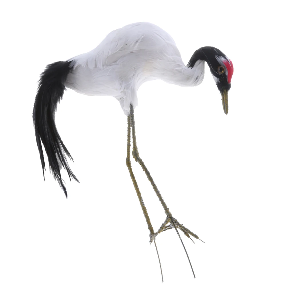 3x Realistic Red-crowned Crane Outdoor Yard Pond Ornament Sculpture Decor 