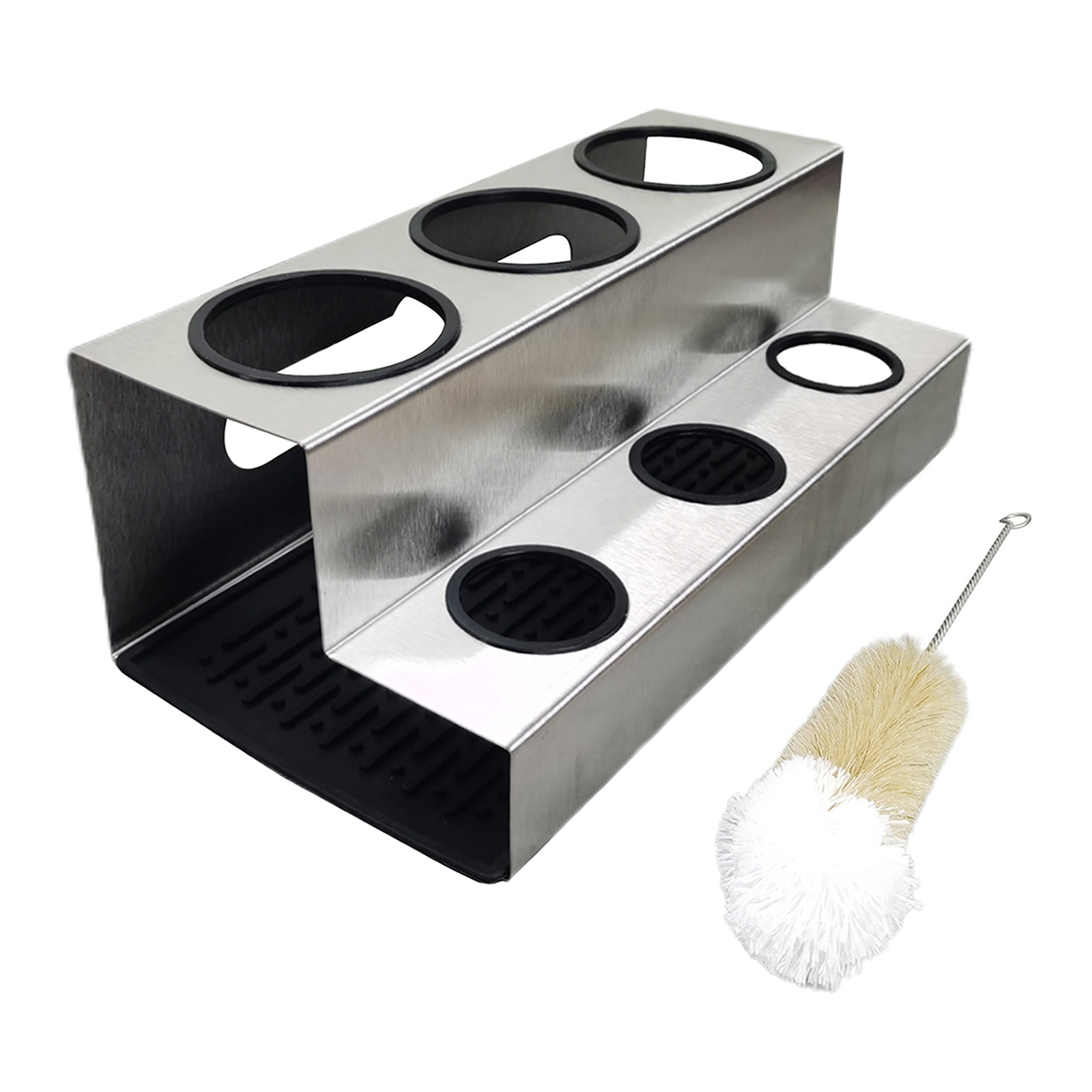 Stainless Soda Bottle Drip Holder Drying Draining Rack w/ Drip Tray