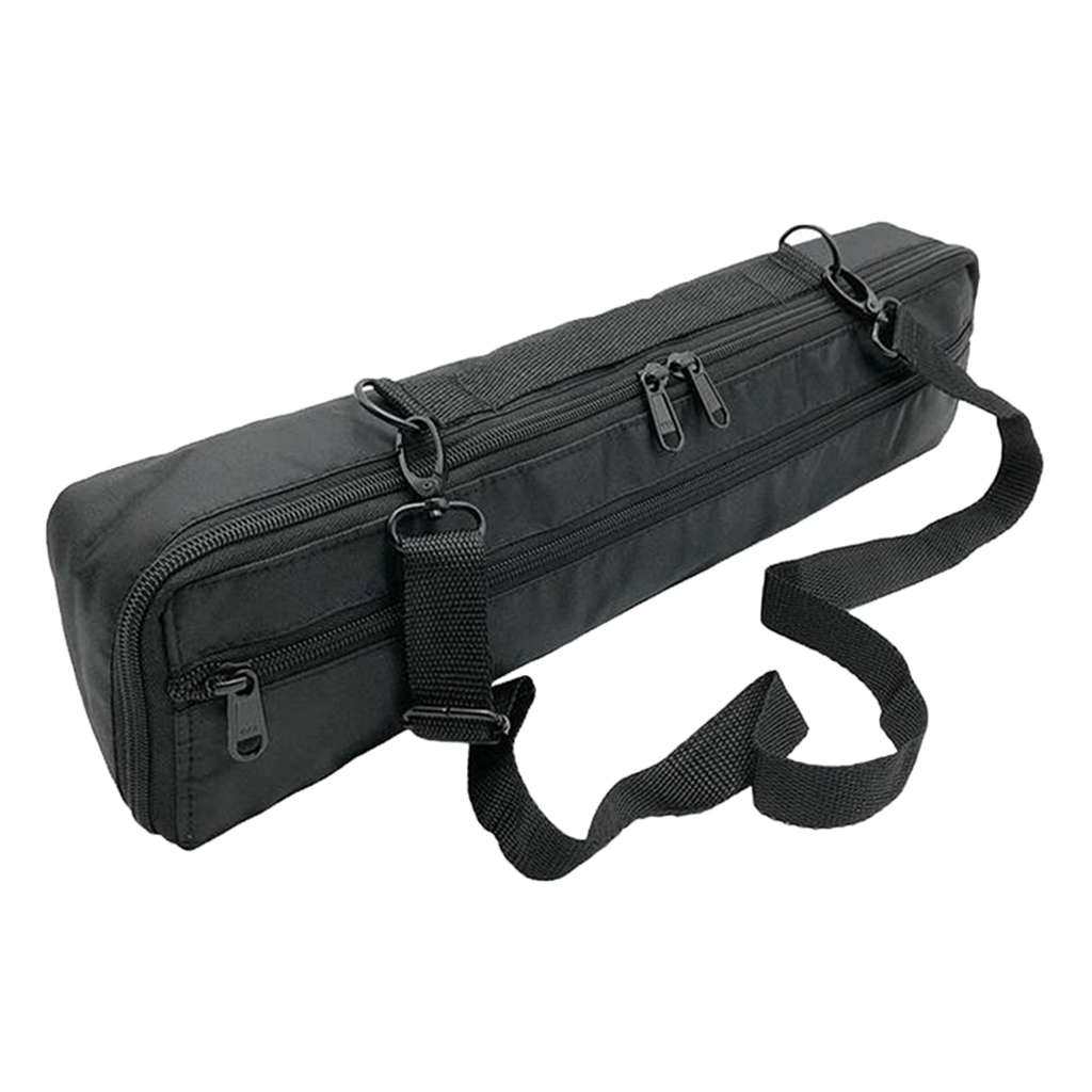 Portable 16 Holes Flute Bag Black Plushed Padded w/ Shoulder Strap Accessory
