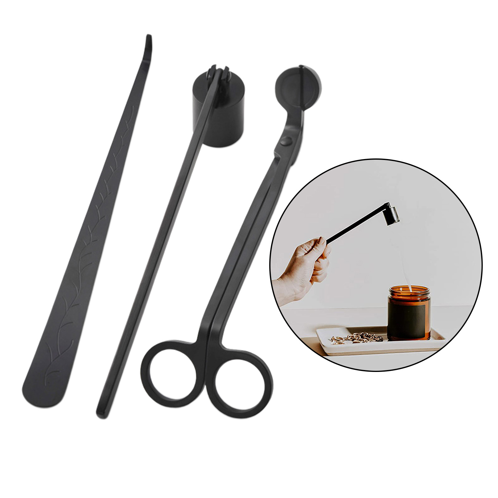 3Pcs/Set Candle Accessory Set Candle Extinguish Tool Candle Wick Snuffer Trimmer Dipper Tools Kit For Home Party Wedding Supply