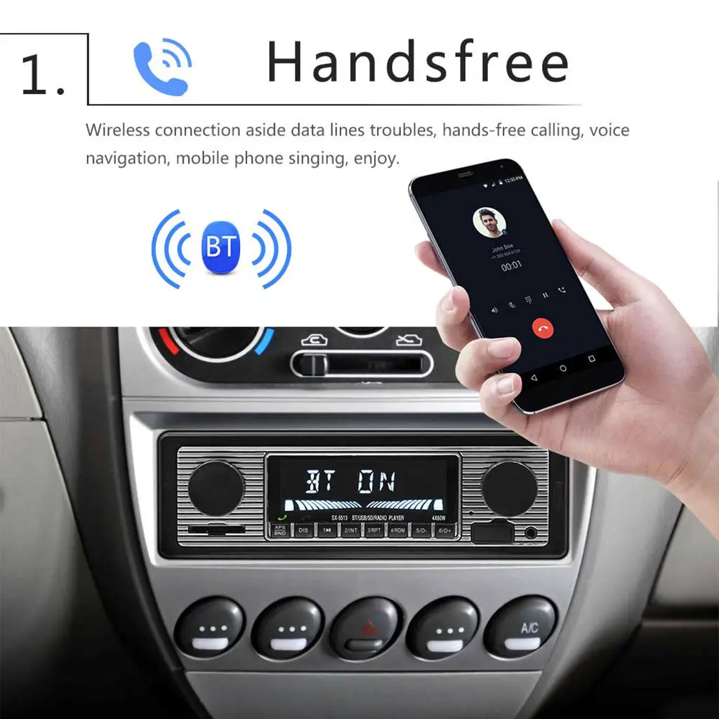 1 Din Car Bluetooth Handfree Car Radio MP3 Player Stereo AUX Audio