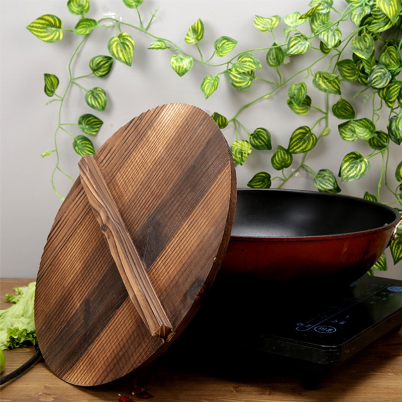 Description Picture 5 of itemRound Wooden Pot Lid Handmade Anti-Scalding Wok Cover Kitchen Accessoies Pan Lid 26CM 28CM 30CM 32CM 33CM 34CM 36CM 38CM