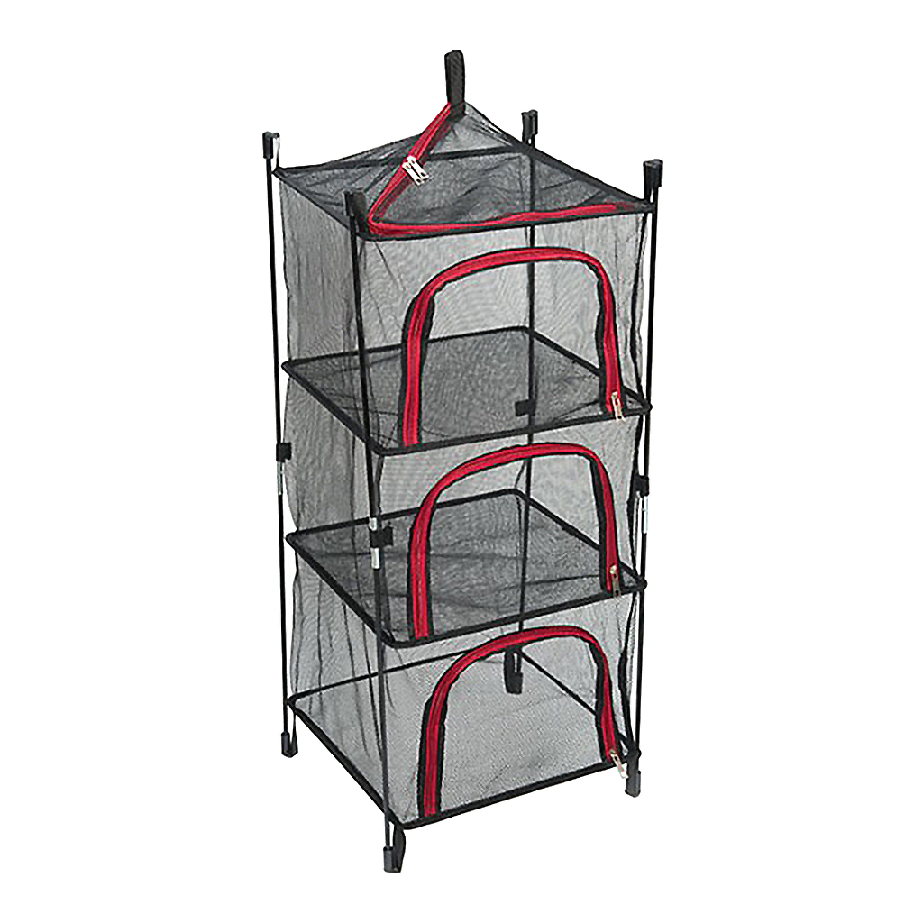 4 Layer Nylon Netting Collapsible Mesh Outdoor Cookware Hanging Drying Dry Rack Net Food Dehydrator Storage Net Basket w/ Bag