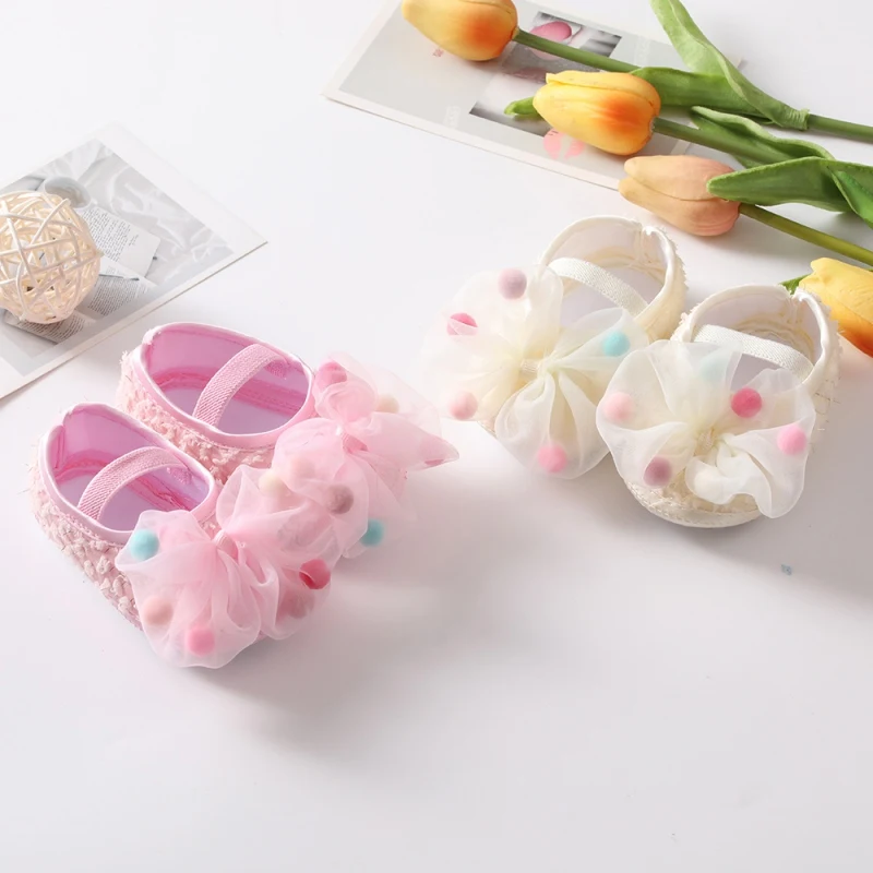 Newborn Infant Baby Girl Shoes +Headband Set First Walkers Soft Sole Bowknot Princess Cute Shoe Toddler Walking 0-18M Prewalkers