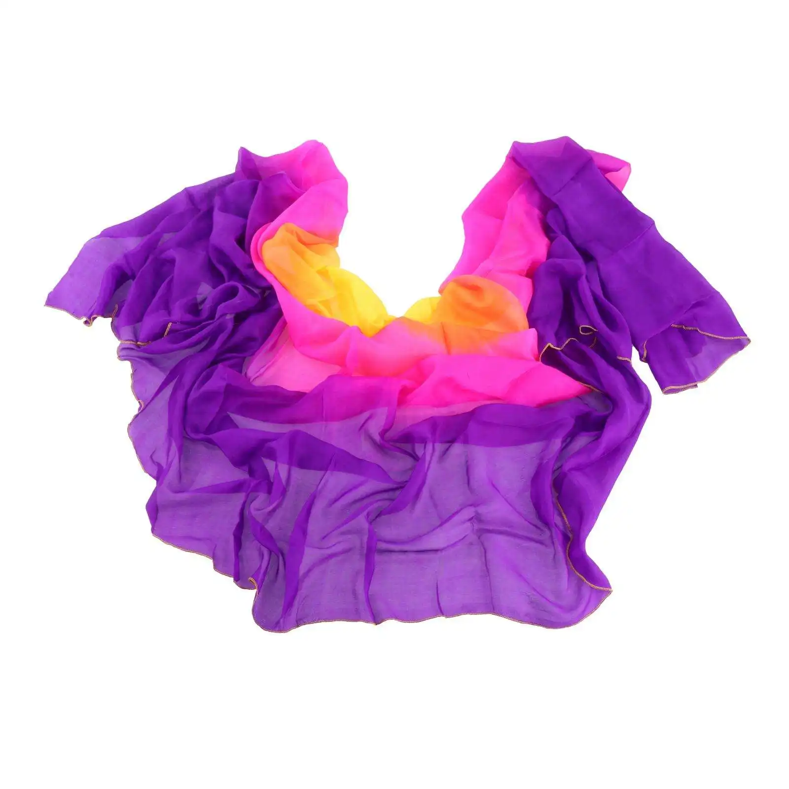 Colorful Gradient Women Silk Scarf Shawl Belly Dance Waving Scarf Veil
