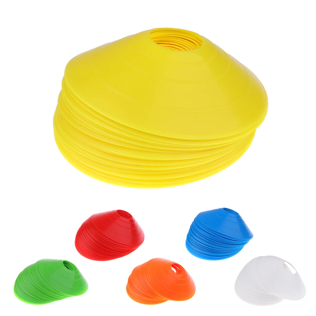 25 Pieces Sport Soccer Football Mini Disc Cones Boundary Markers Agility Training Aids Green White Red Yellow Blue Orange