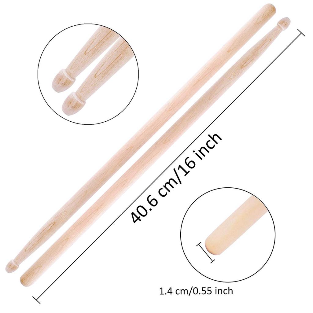 6pcs Wood Drum Sticks 5A Hard 2pcs Drum Wire Brushes Aluminum W/ Storage Bag