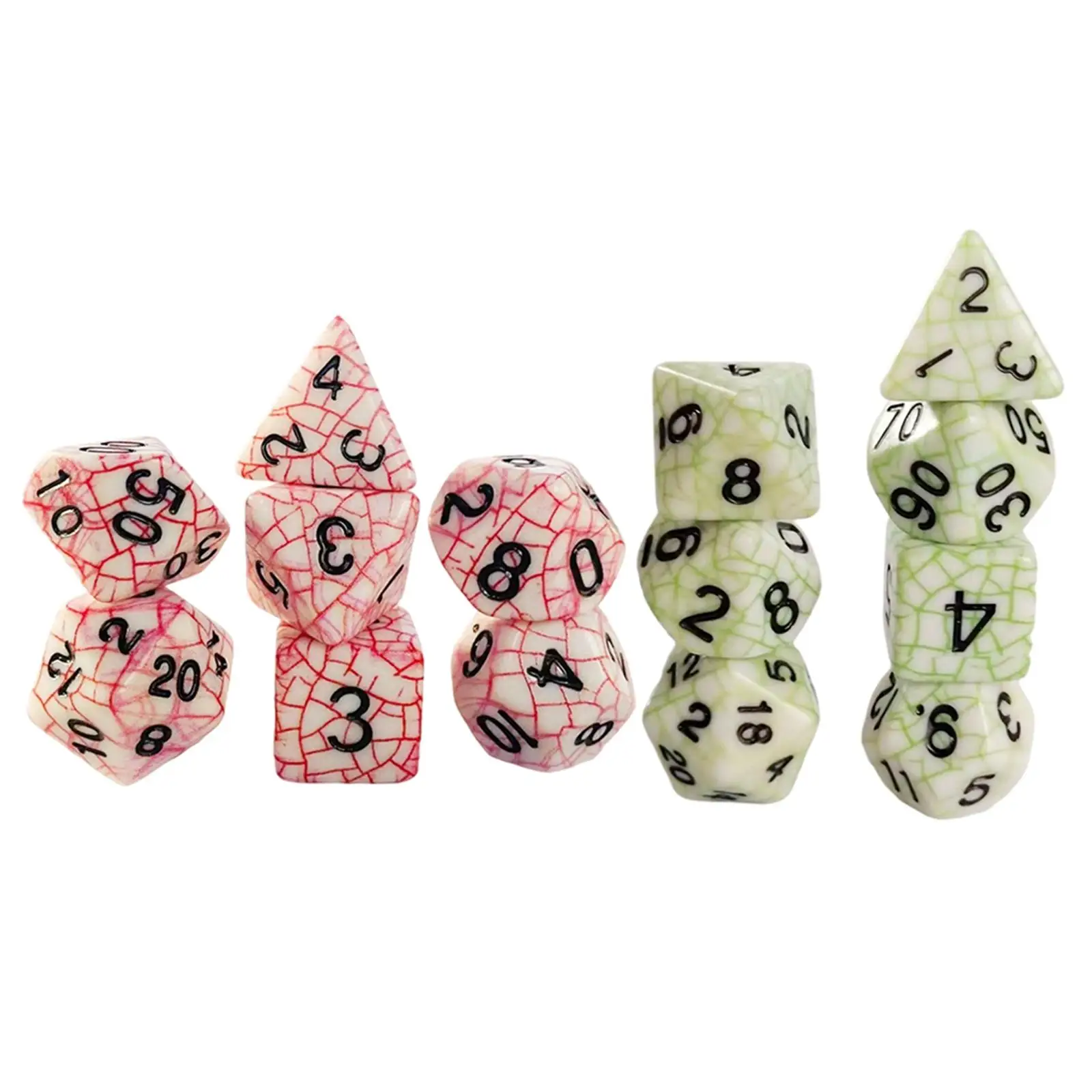 7x Acrylic Polyhedron Dice, D4-D20 Die D20 D12 D10 D10% D8 D6 D4, Multi Sided Dice Set, for Party Prop Entertainment DND RPG MTG
