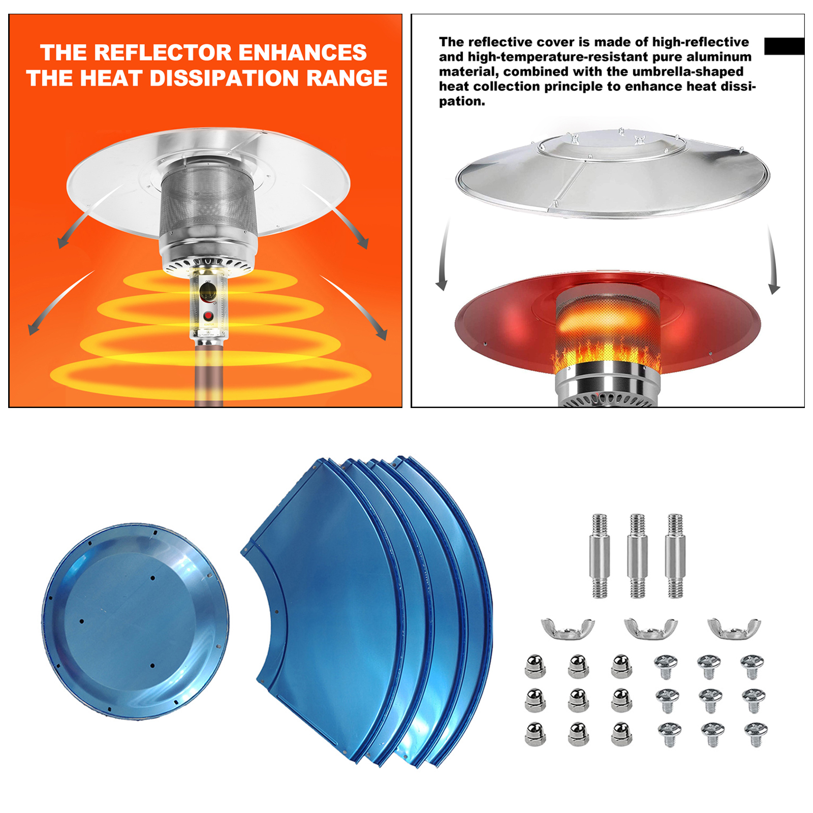 Patio Heater Reflectors Shield Heat Natural Gas Propane Outdoor High Temperature Resistant Cloth