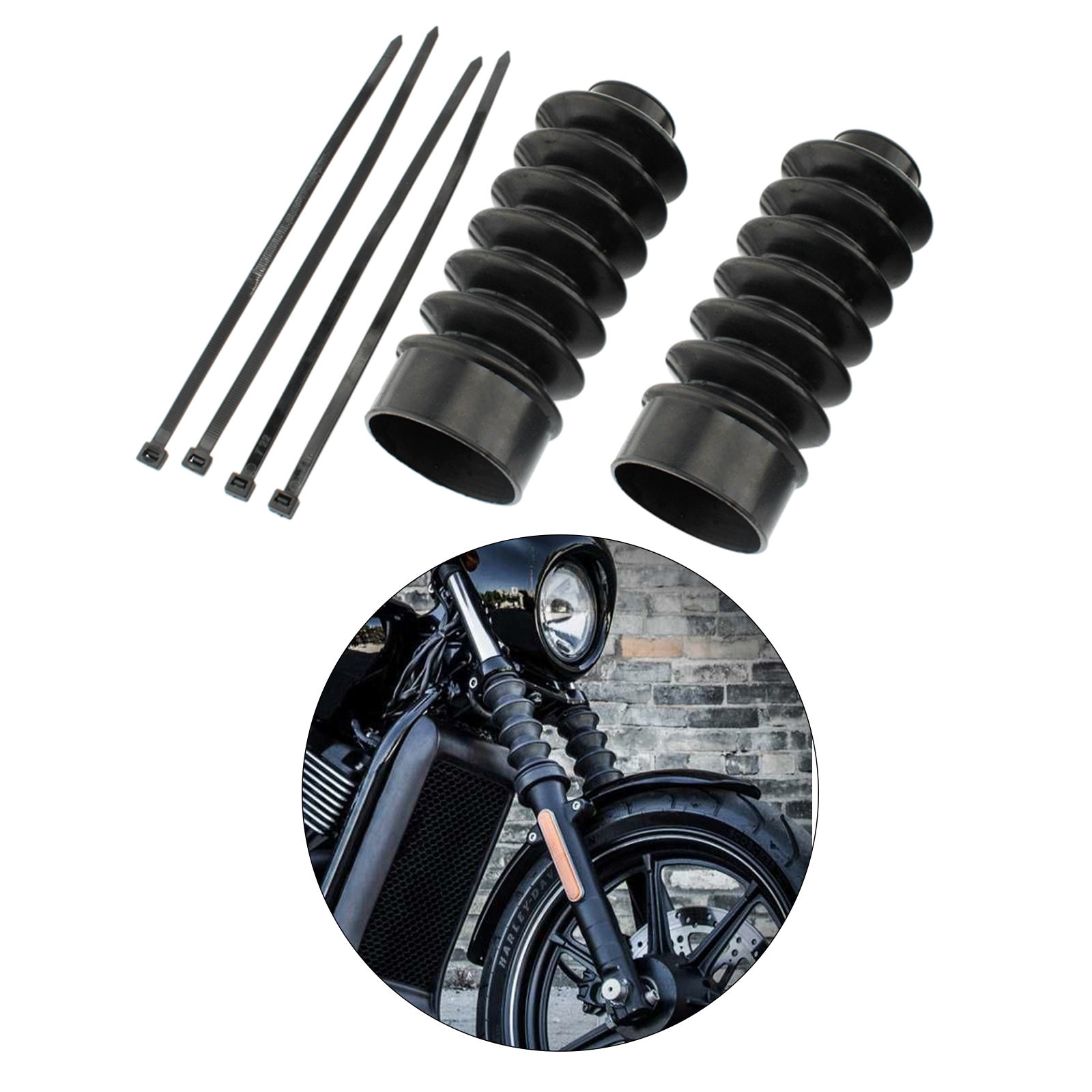 Front Fork Cover Gaiters Dust Cover with 39mm Fork Fit for Harley Davidson XL 1973-up FX XL883 XL1200