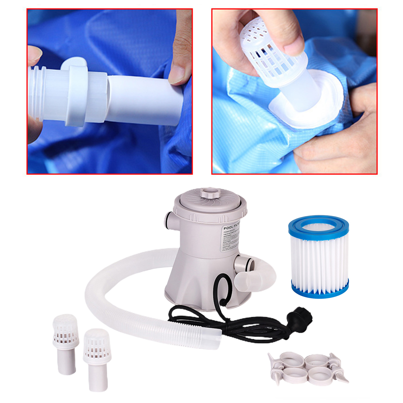 Above Ground Swimming Pool Filter Pump Electric 110V 20W Pool Filtering Kit with Filter for Padding Pools EU Type