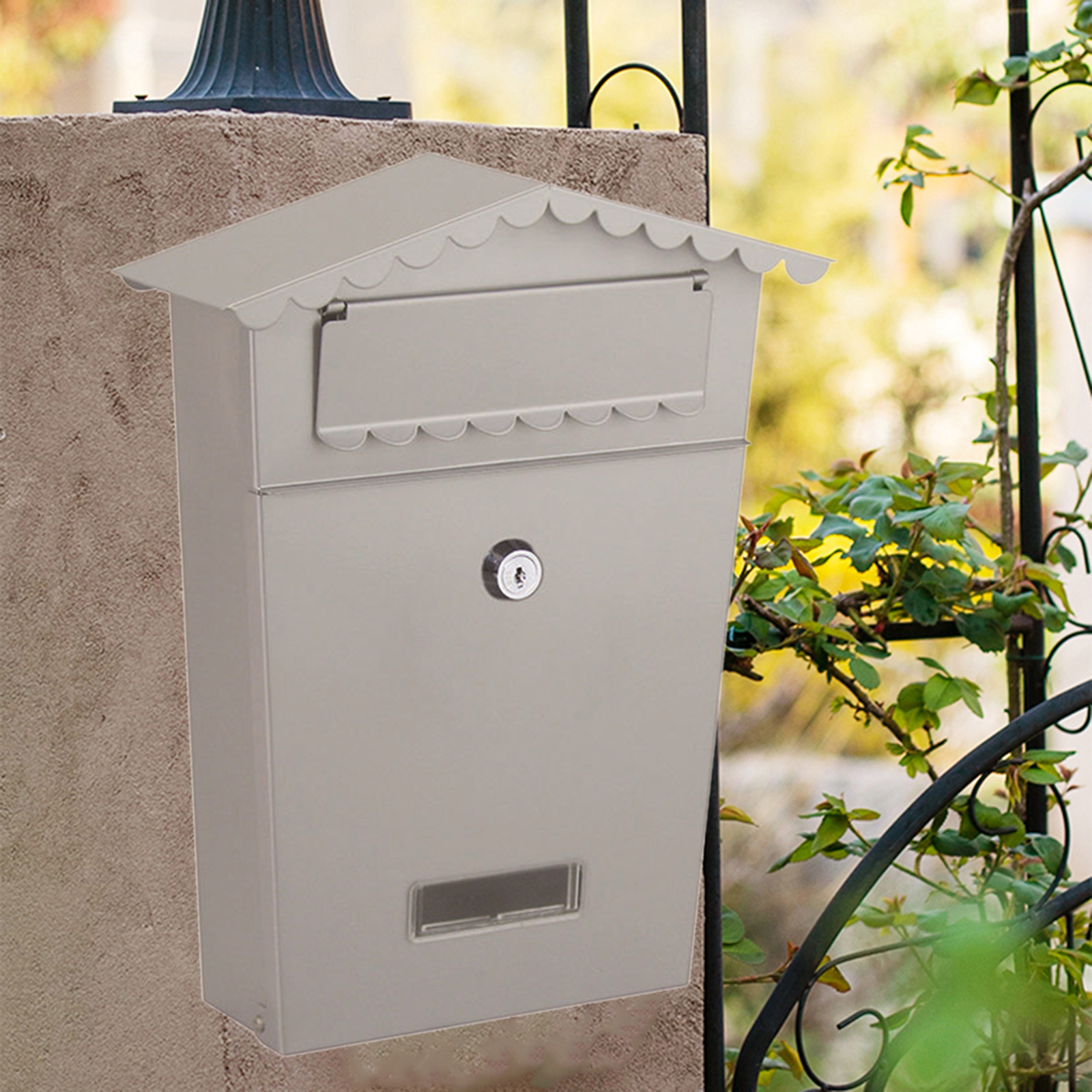 Metal Key Lock Mail Boxes Outdoor Locking Wall Mount Mailbox Security Key Drop Box Collection Boxes 25x8x30cm