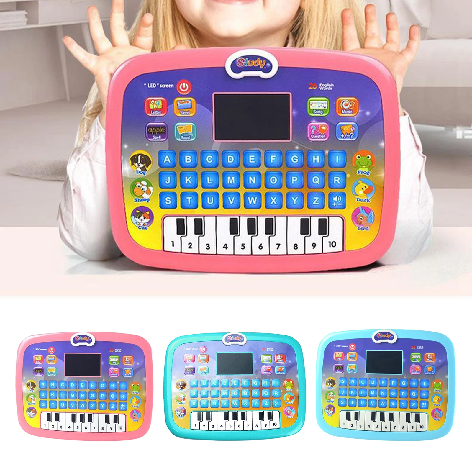 Educational Computer Toys LED Screen Teaching Learning Tablet Machine Gifts