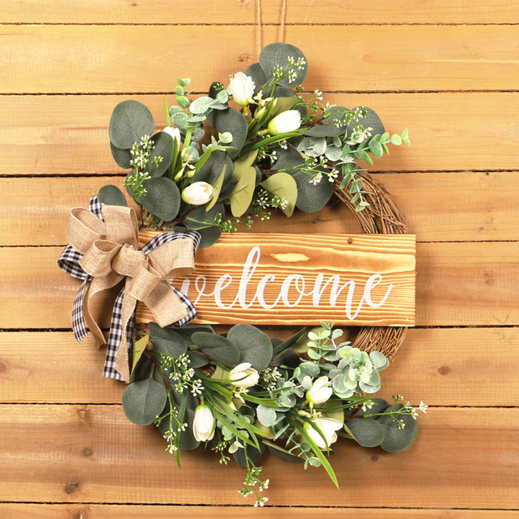 Silk Artificial Flowers Wreath Spring Garland Front Door Window Farmhouse Garden Wedding Decor Photo Prop