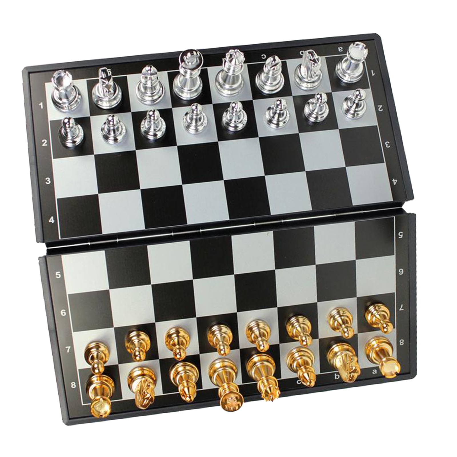Metal Chess Set W/ Foldable Chessboard Travel Board Game Toy for Beginners