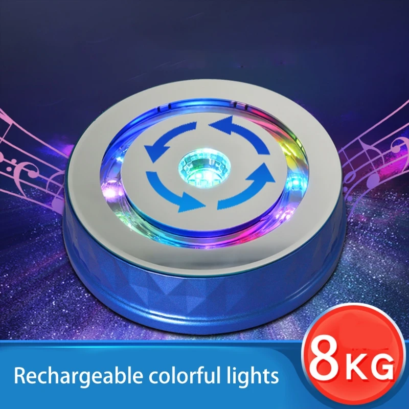 luz colorida 360 ° mesa rotativa relógio