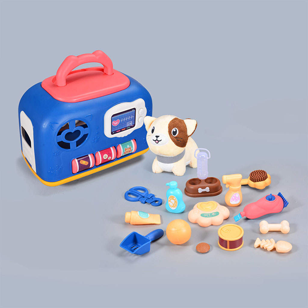 Portable Pet Care Playset Educational Toys Grooming Feeding for Kids Children 3 4 5 6