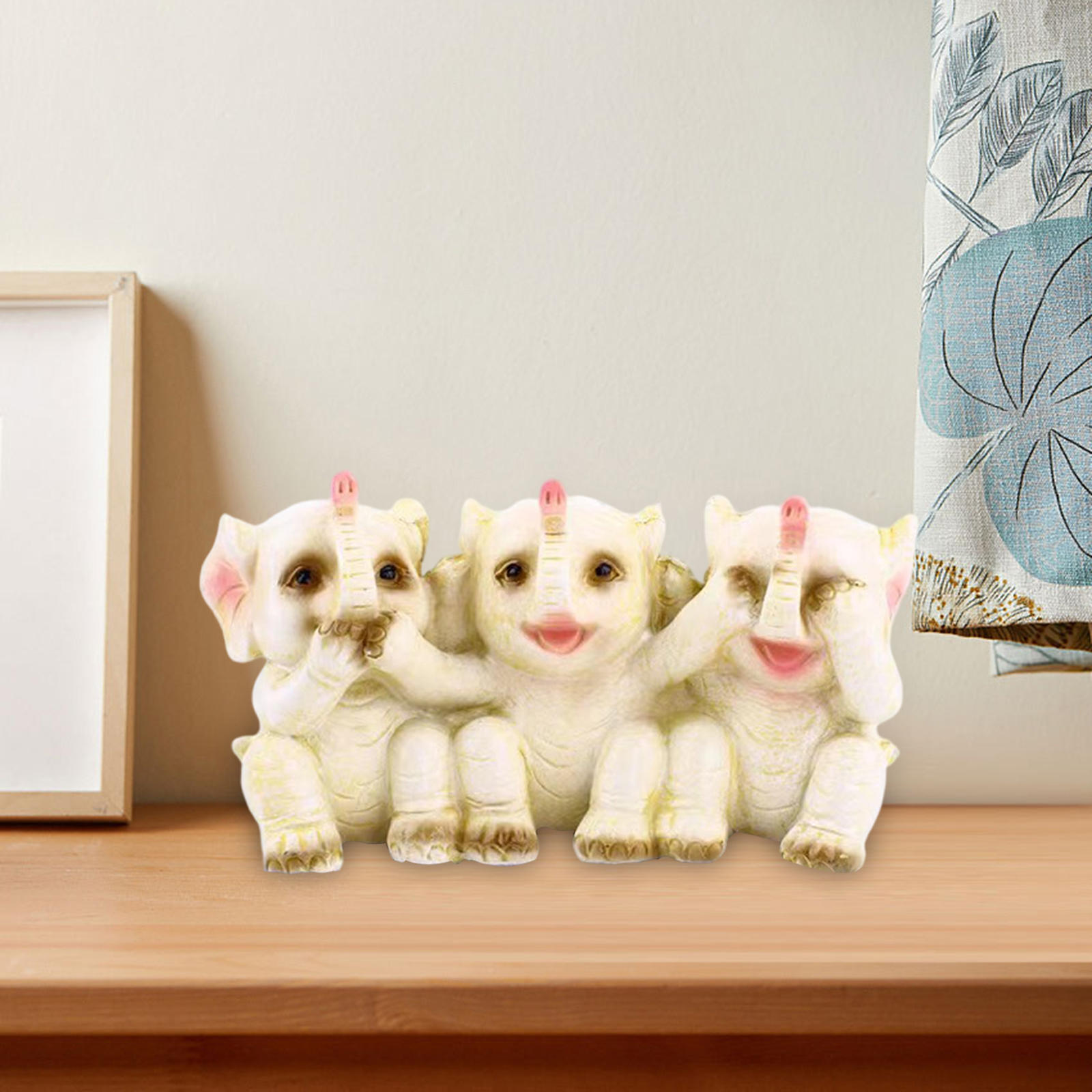 Thai Three Elephant Statue Collectible Craft Buddhist White Ornament for Decoration Gift Window Decor Home Decoration Bar Decor