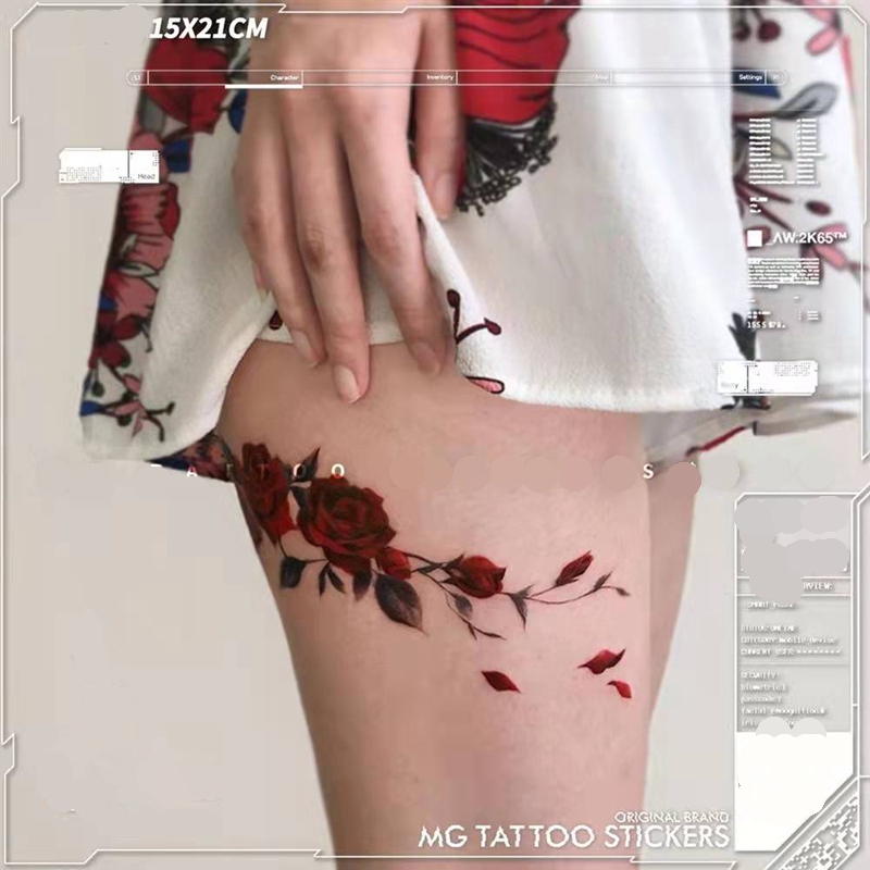 Best of 1pcs New Red Rose Waterproof Temporary Tattoo Sticker Female Beautiful Flower Girl Fashion Sexy Art Fake Tattoo Leg Ankle Tattoo Reviews & Tips