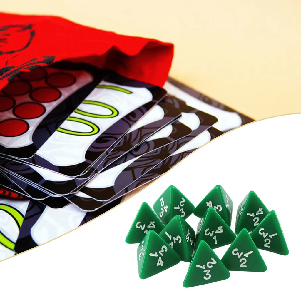 10Pcs Painted D4 Dice Casino Accessories Party Favors Party Supply Props Board Game Gambling Dices for Dnd Adults Game