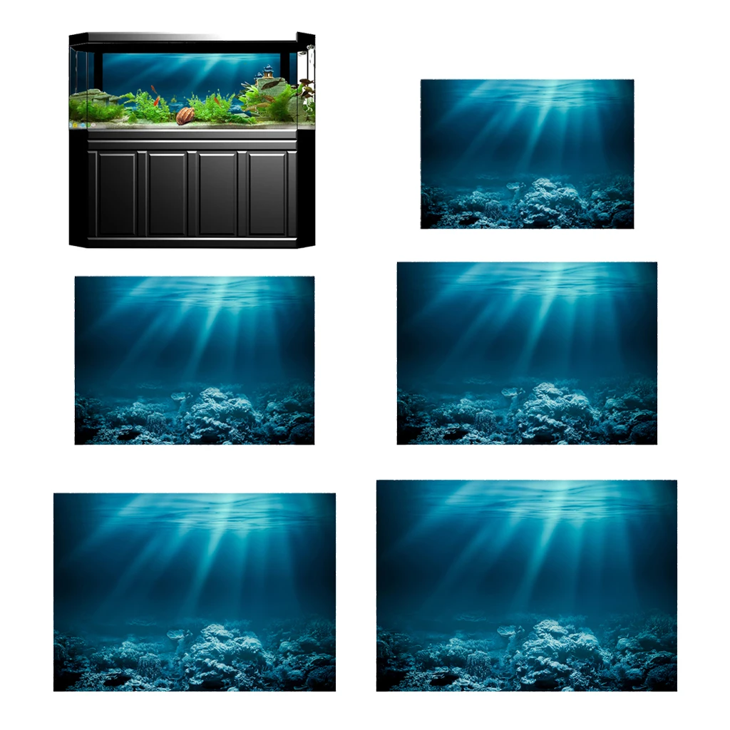 Undersea Decorative Aquarium 3D Background Sticker Fish Tank Wall Decoration Painting PVC