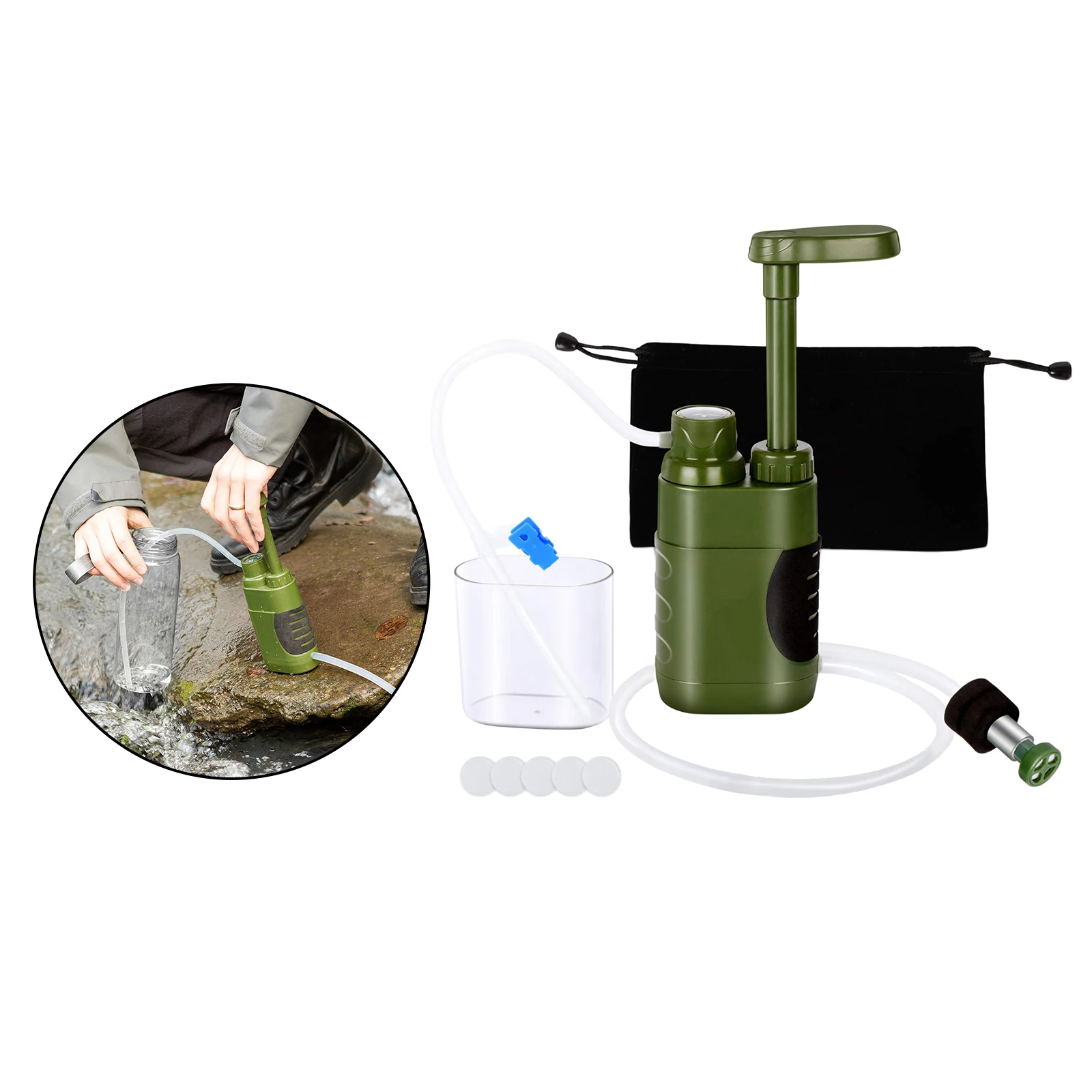 Portable Outdoor Survival Water Filter Personal Gravity Purifier Filtration, for Outdoor Camping Hiking