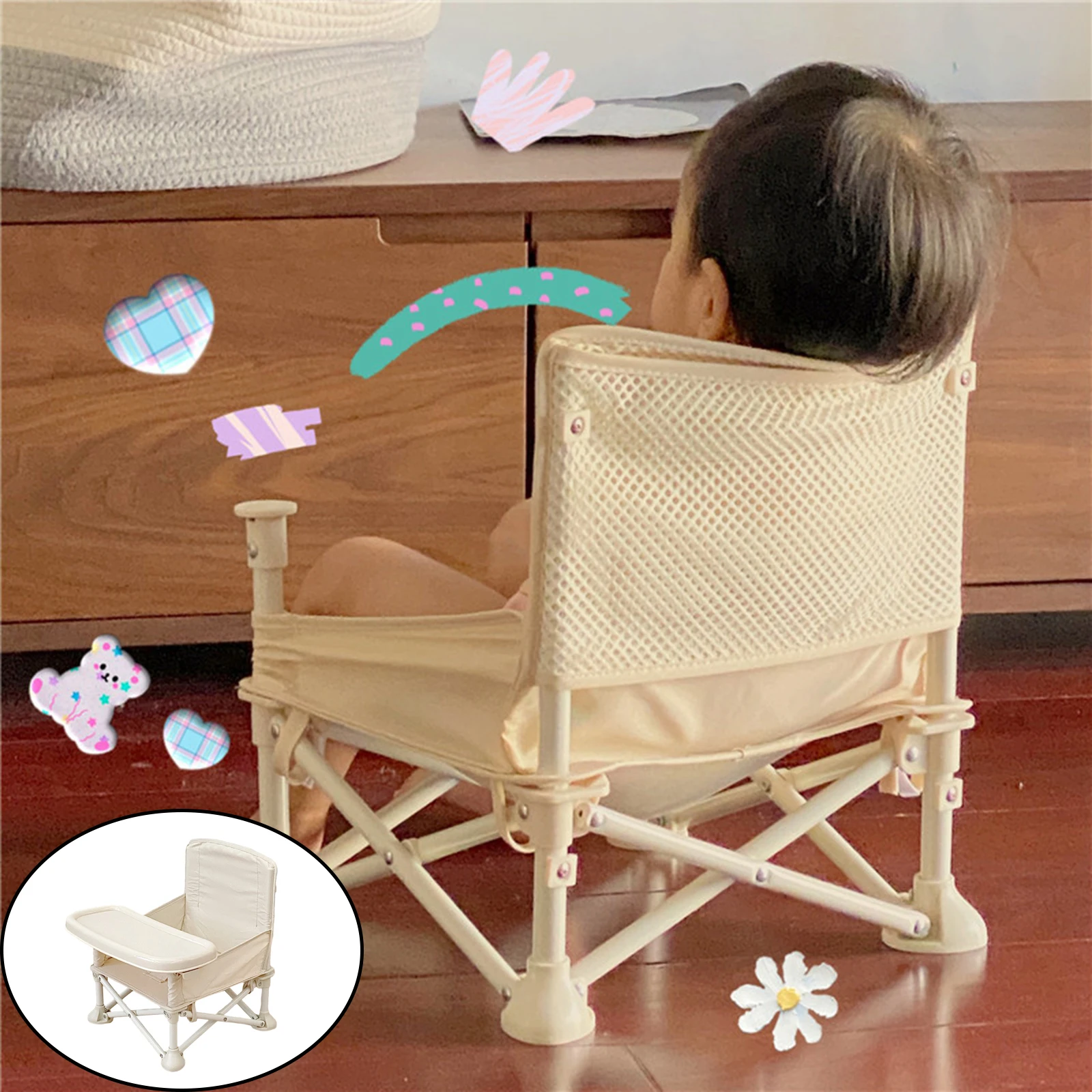 Portable Toddlers Dining Table Chair Multi-purpose Babies Outdoor Seat