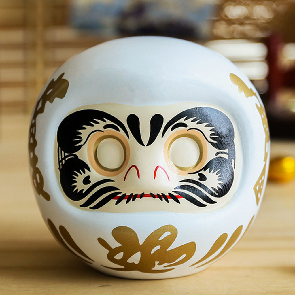 Japanese Daruma Doll Sculpture Business churinga for Good Luck Lucky Charm Fengshui Craft for Bookshelf Desktop Bedroom Decor