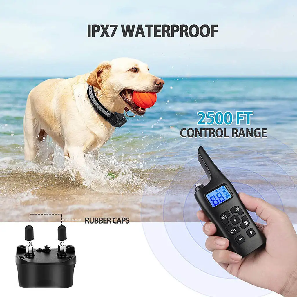 Rechargeable Electronic Dog Training Collar 800m Waterproof Stop Barking LCD Display Remote Control For Shock Vibration Sound