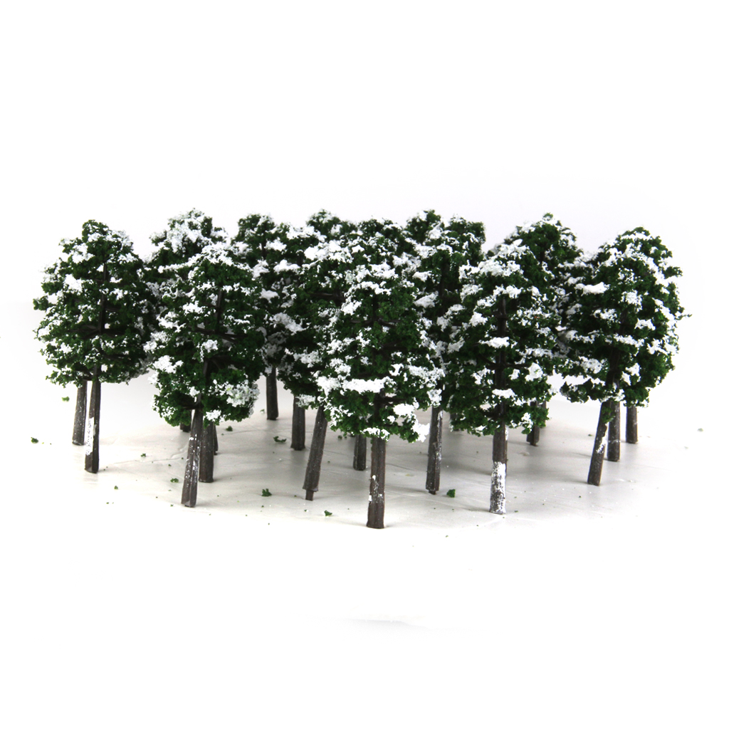 20x Plastic Model Trees Train Snow Scenery Landscape Layout 1:150 Deep Green